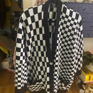 Dressed in LALA original mixed checkerboard L/XL cardigan